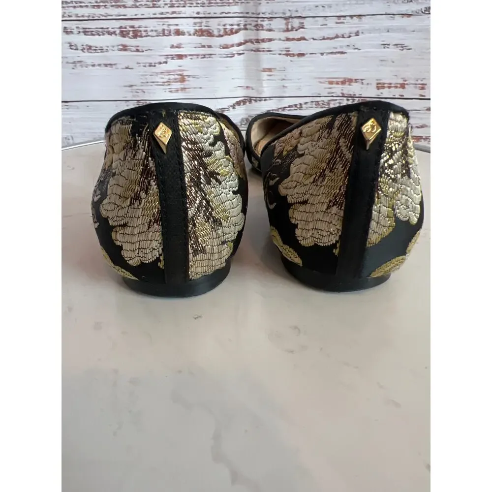 Sam Edelman Rodney D'Orsay Flats Black Brocade Size 6 1/2